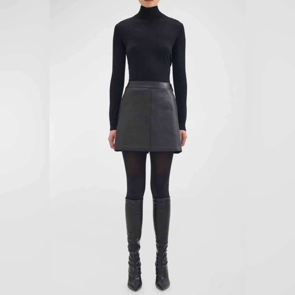 NWT Theory Leather Mini A-Line Skirt